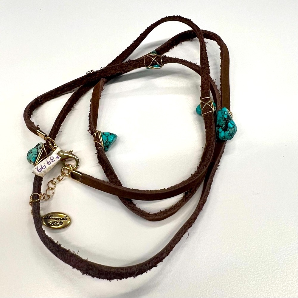 NWT Leather/Turquoise Wrap Bracelet